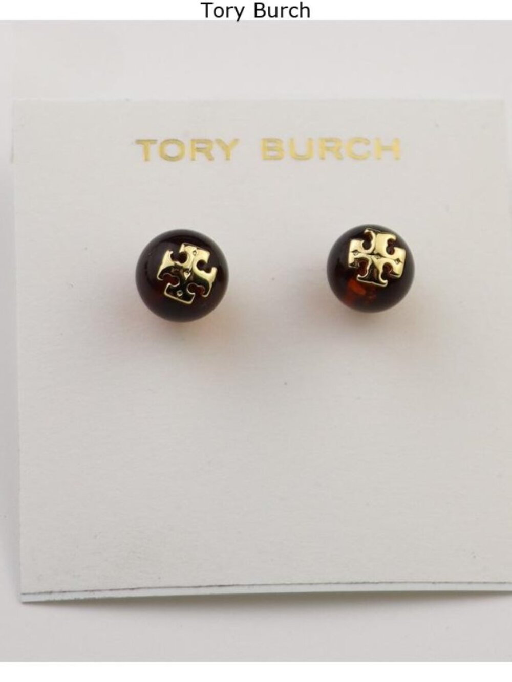 Tory Burch Gold-Accent Brown Tortoiseshell Stud Earrings